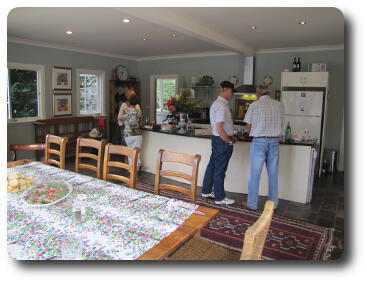 Kitchen with several people talking