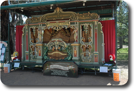 Car trailer with pipe organ and canopy