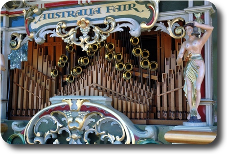 Organ pipes and horns detail of the organ