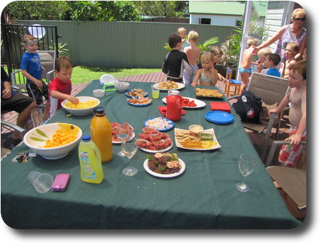 Table with snack food for party goers