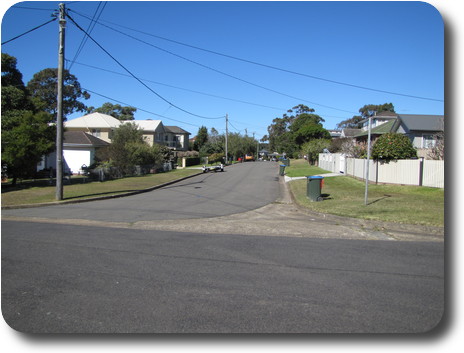 Suburban street, old and new houses, old established vegetation