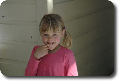 Little with pony tail and pink dress