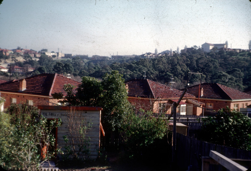 From 42 Darley Road, with old shed, looking towards Earlwood Terminus