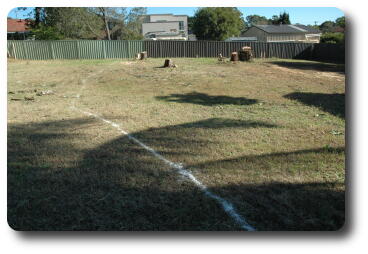 Builder's white line on the grass