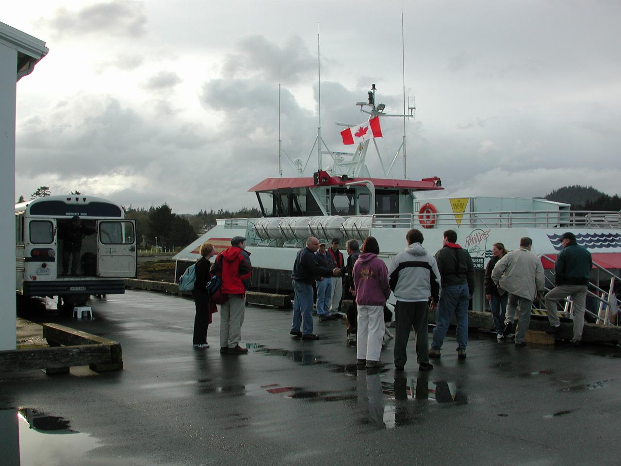 Unloading passengers, with a very low tide