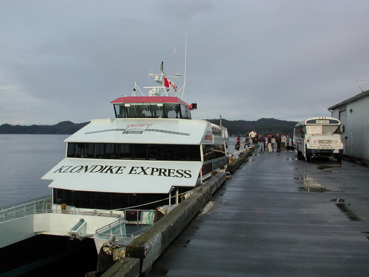 Klondike Express way below dock level at Port Hardy