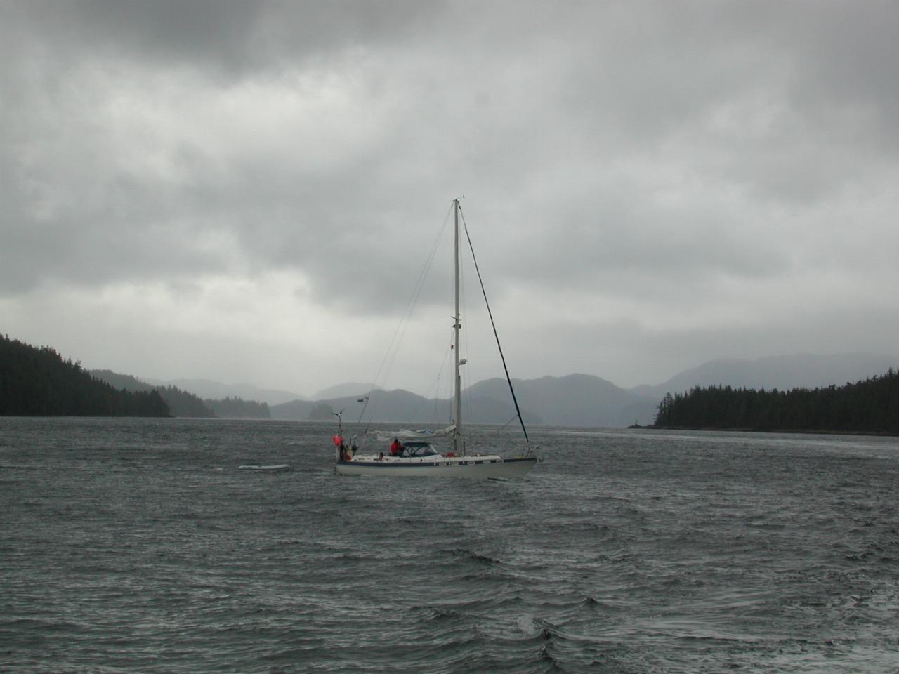 Passing a yacht near Campbell Island