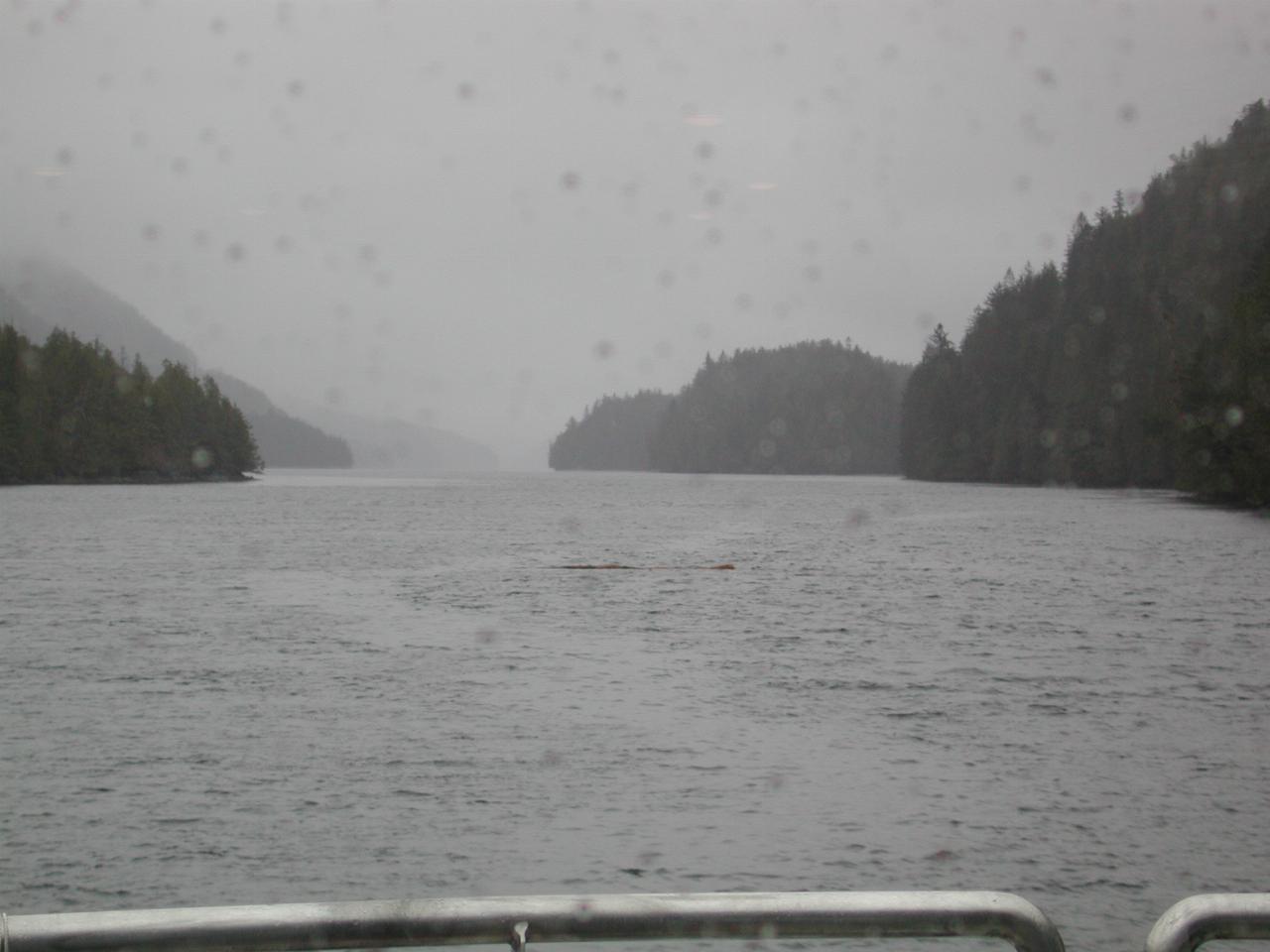 View from front of the boat into Finlayson Channel