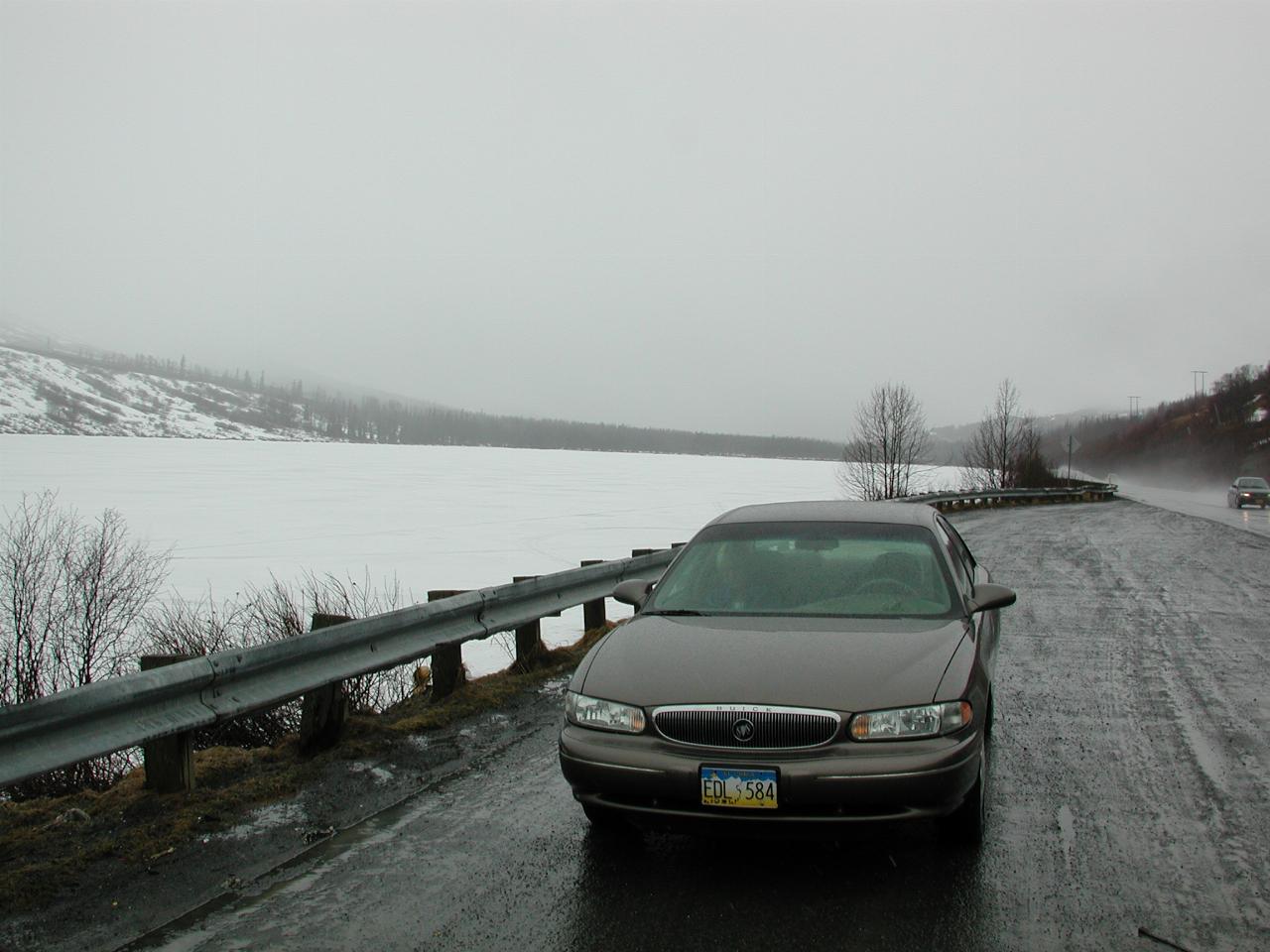 Another frozen lake and our rental car