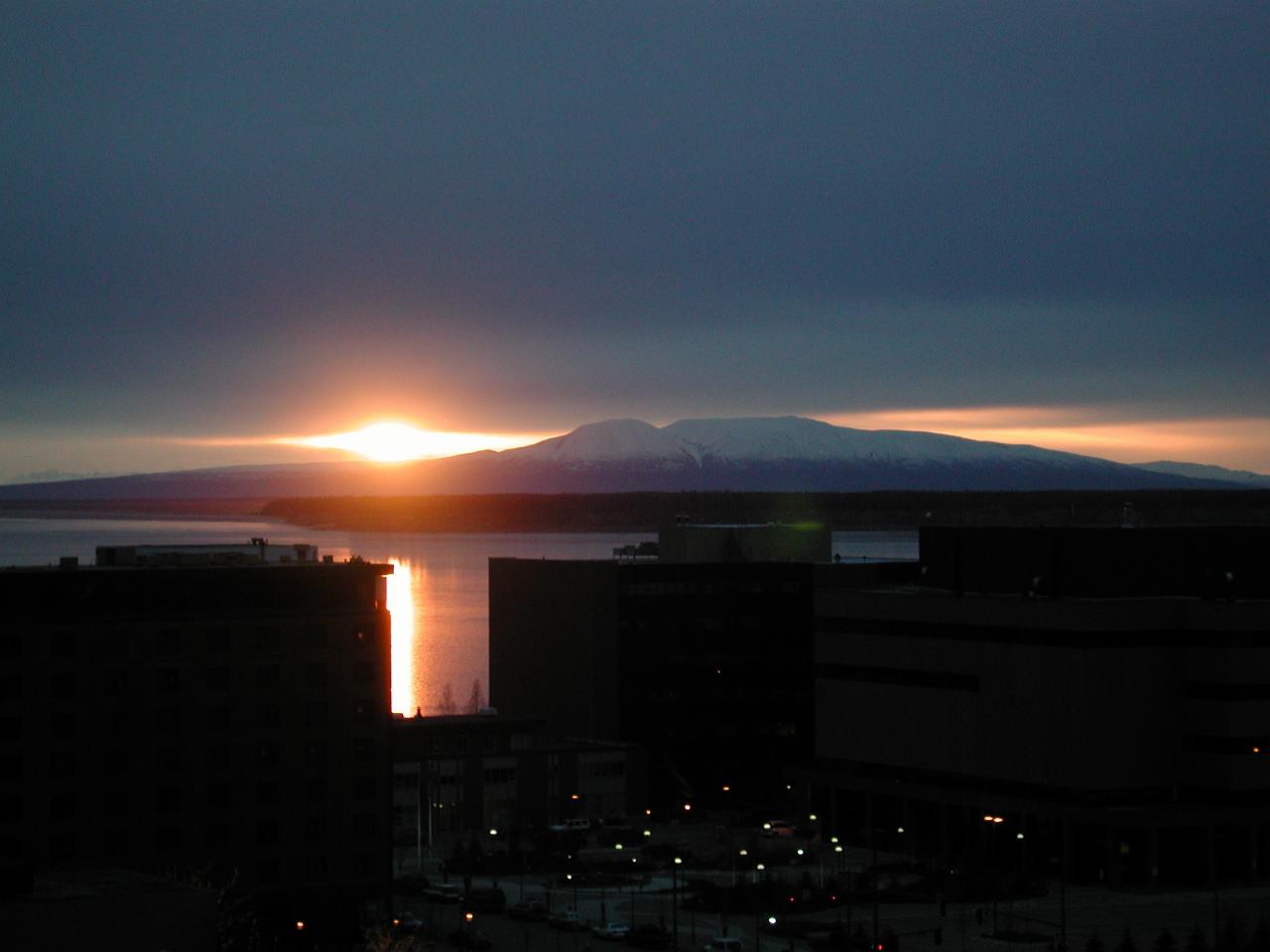 Sunset over Anchorage from Kelly's room at Westmark Hotel