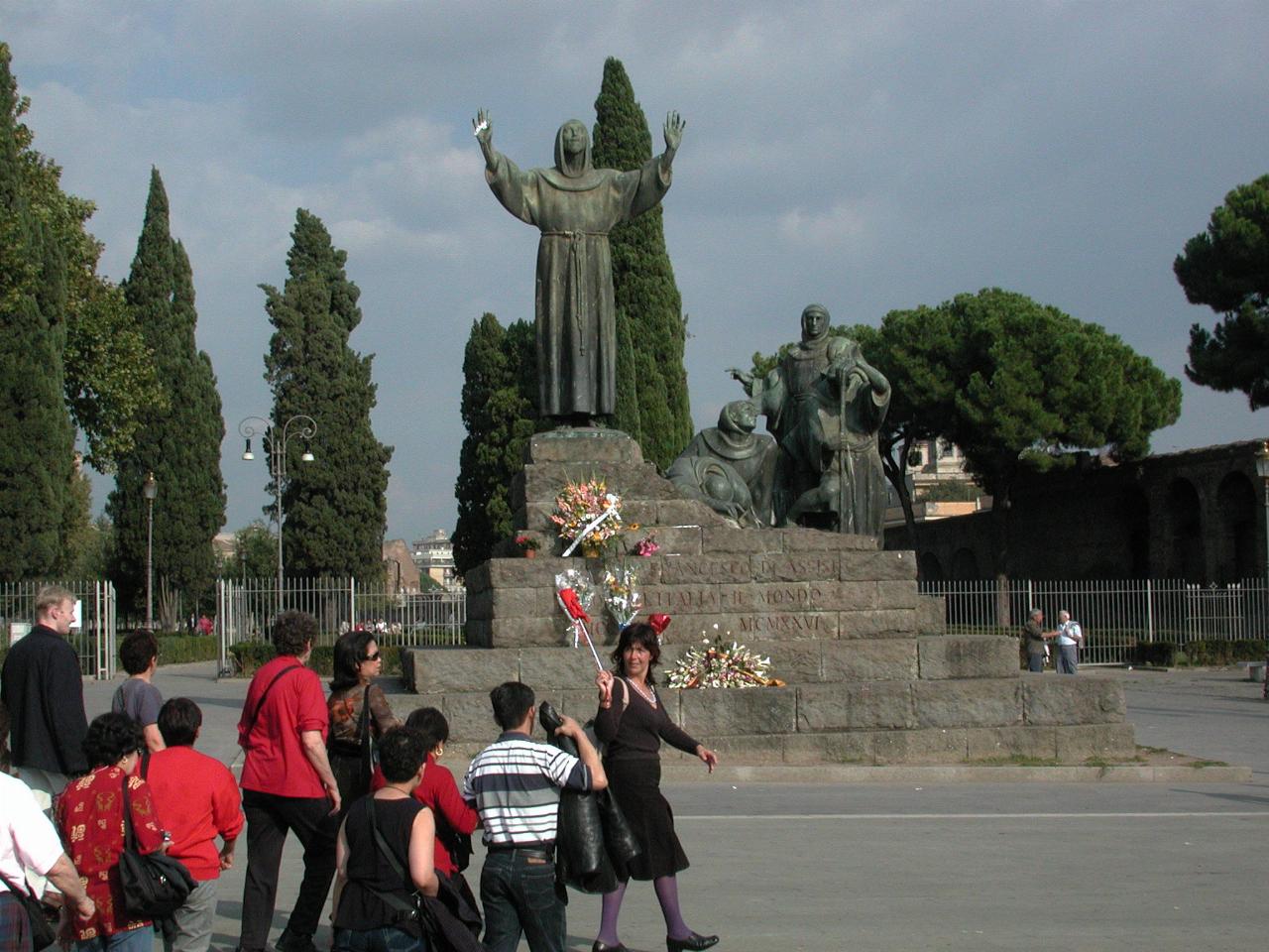 St. Francis of Assisi statue opposite St. John Lateran and Paola and Group N