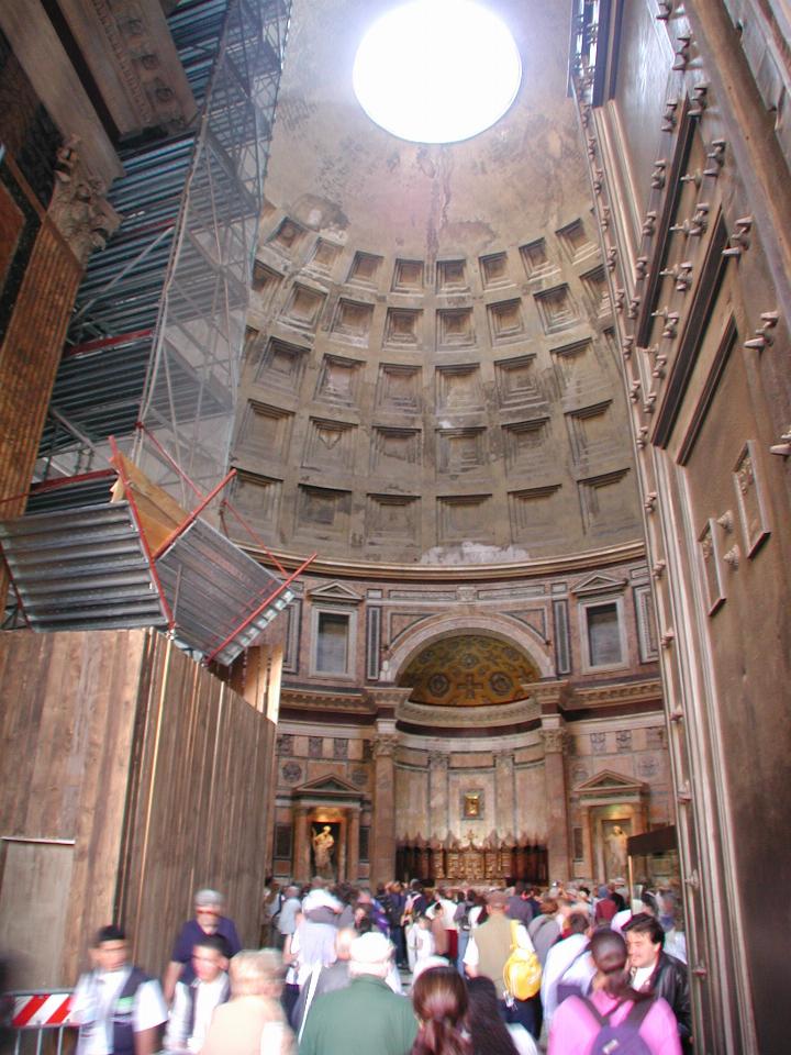 Inside the Pantheon, undergoing renovation, showing Catholic altar