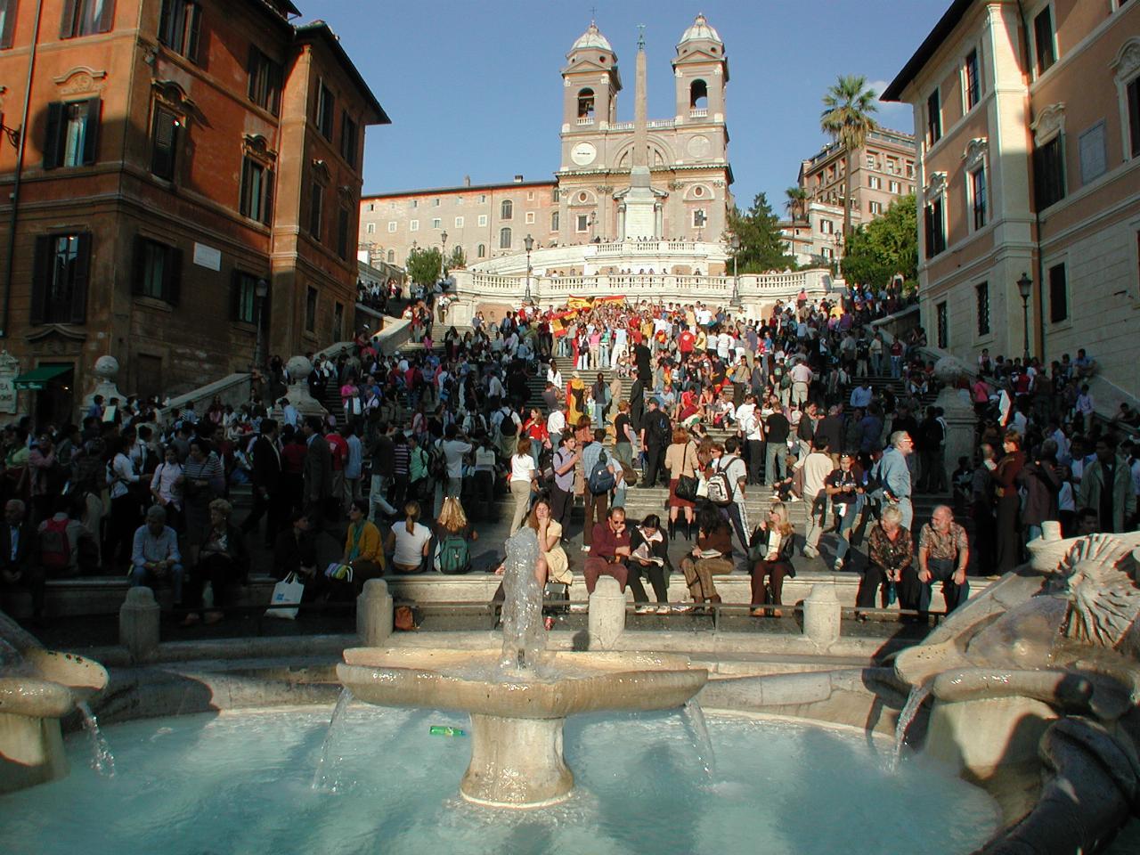 Spanish Steps, with Spanish group entertaining the crowd with much gusto