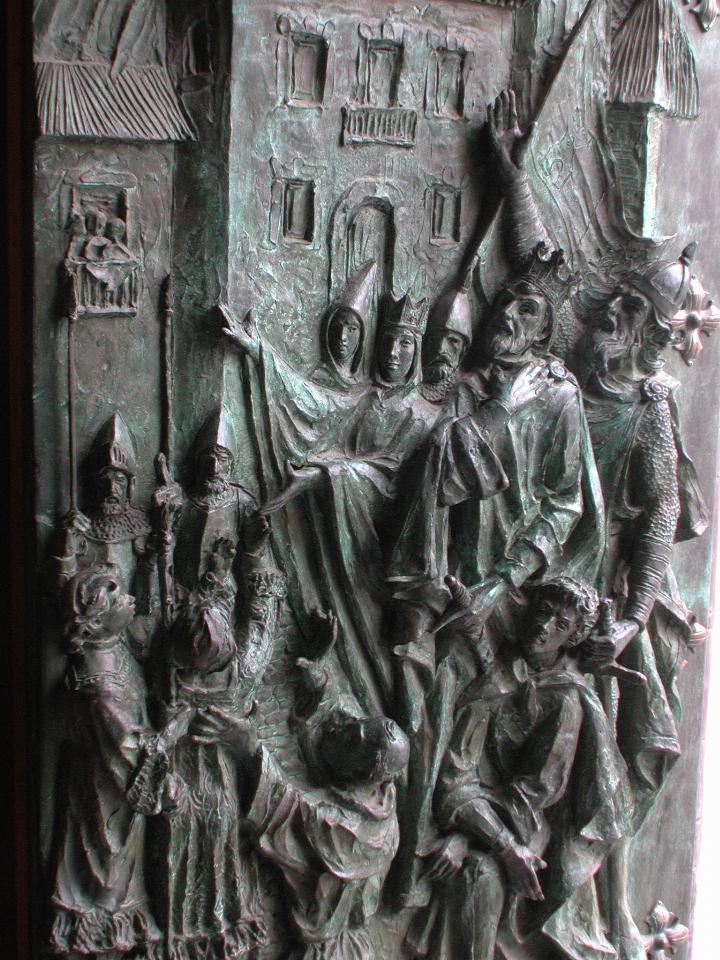 Relief on doors of Almudena Cathedral, Madrid