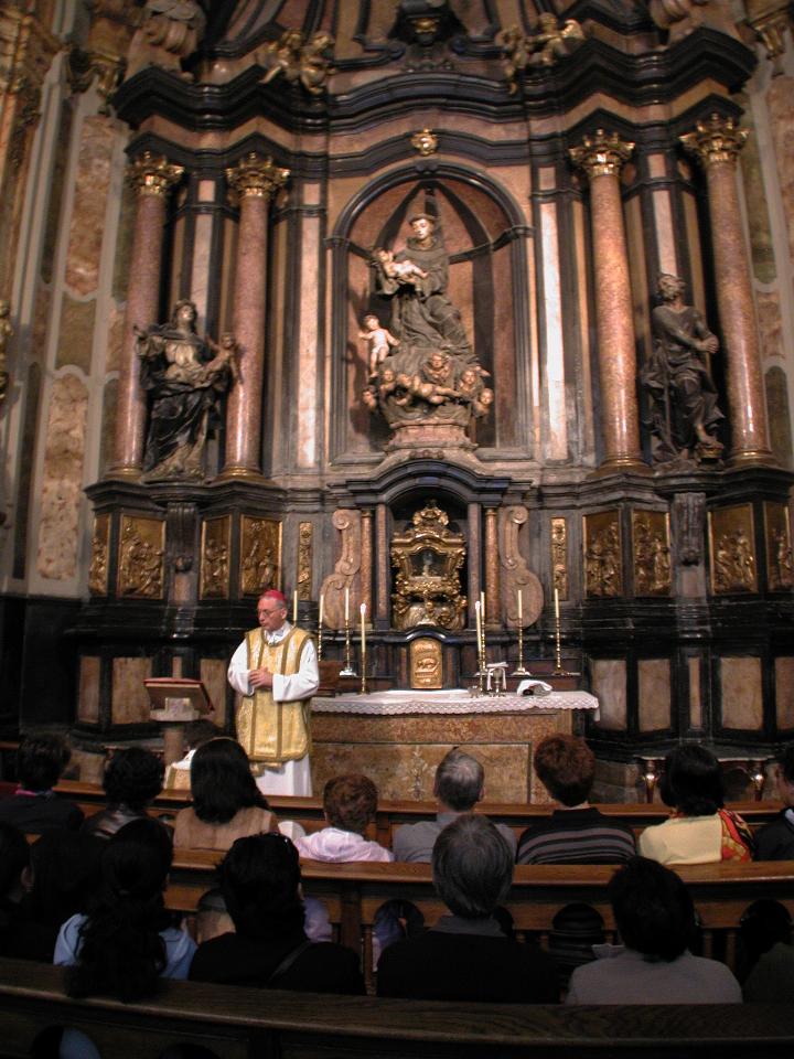 Mass in St. Anthony's Chapel in Basilica of Our Lady of Pilar in Zaragoza