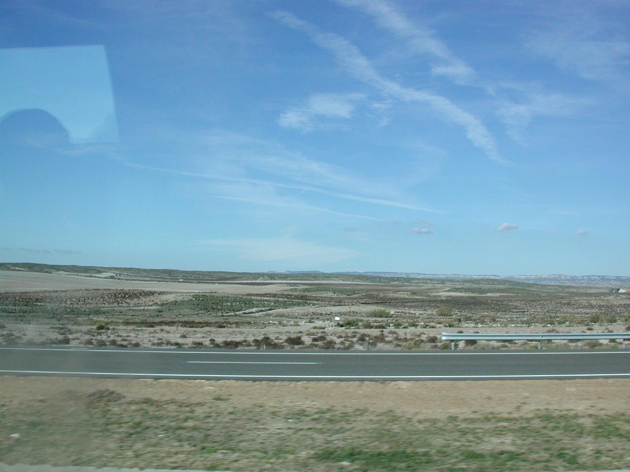 Barren countryside between Zaragoza and Barcelona