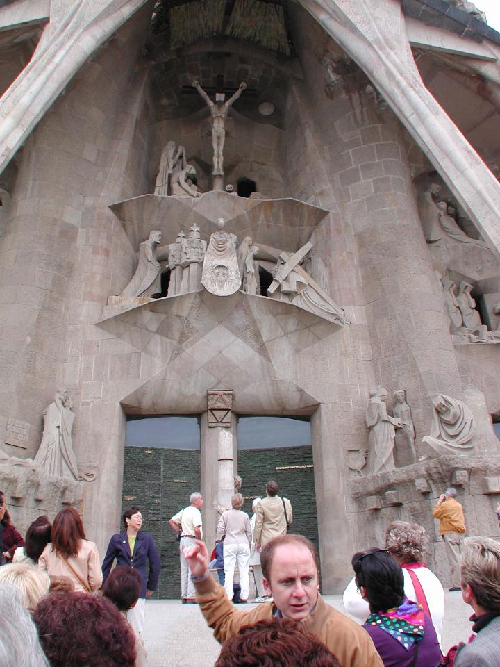 Our guide (George?) and interesting statuary at entrance to 