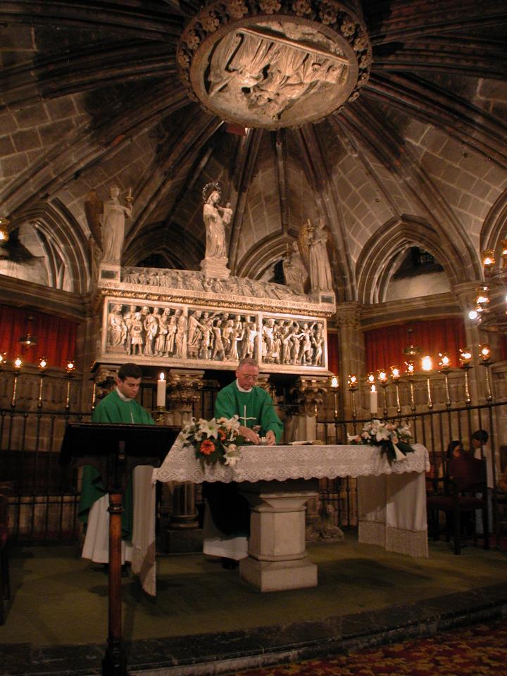 Mass at crypt of St. Eulalia, Barcelona Basilica