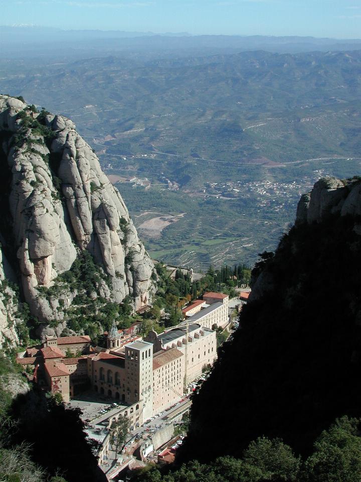Monastery at Montserrat and surrounding plane, from top funicular station