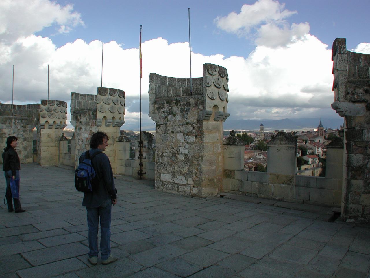 View towards old Segovia and top of Alcazar de Segovia from John II Tower