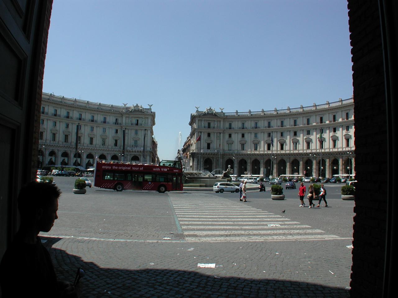 View out the front door of S. Maria Degli Angeli to Piazza Della Repubblica