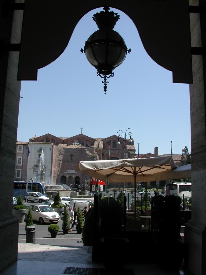 View of Basilica of S. Maria Degli Angeli from across Piazza Della Repubblica