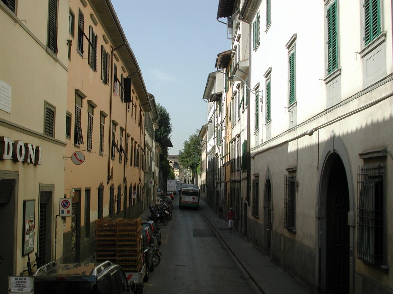 Narrow street, as seen from tour bus heading towards Piazzale Michelangelo