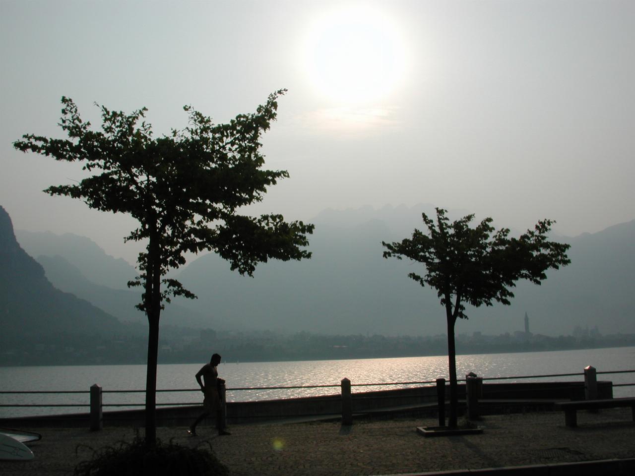 Looking towards Lecco (across Lake Lecco) on a hazy morning