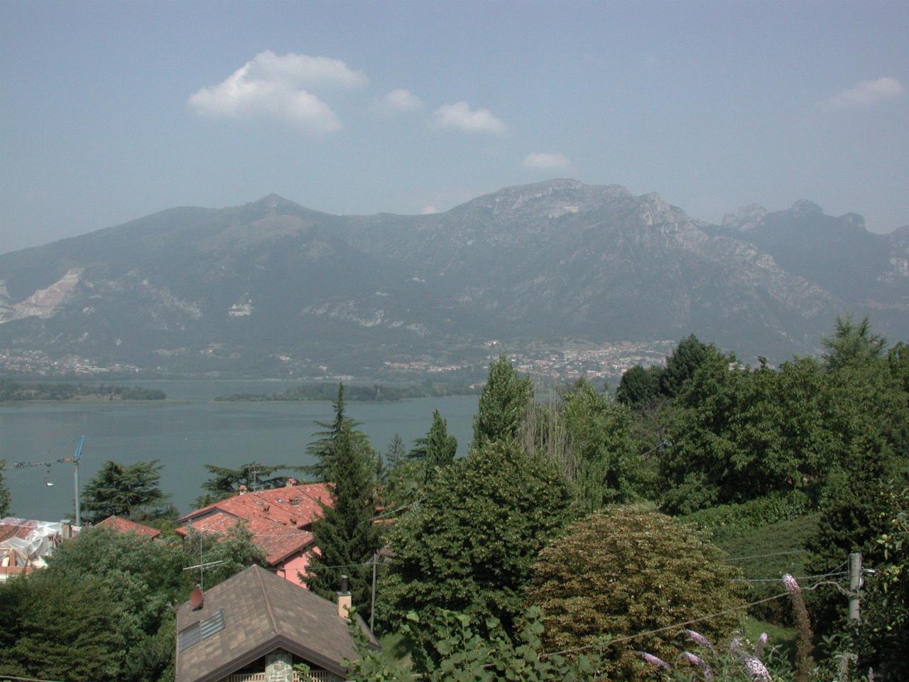 Lake Lecco, from the south, showing the town of Lecco across the lake