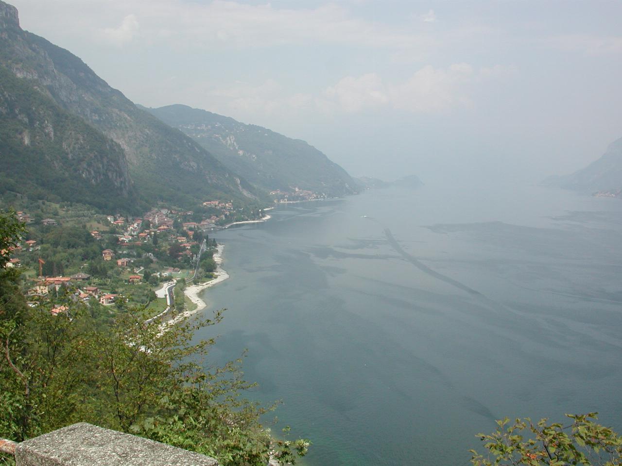 Lake Lecco from above the road above the western shore