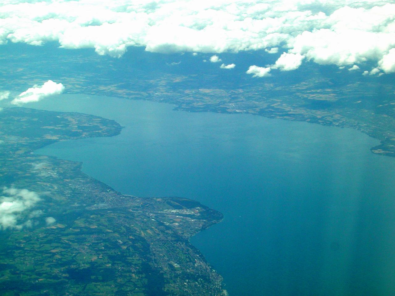 A large lake, seen from the flight from Rome to Toronto; location unknown