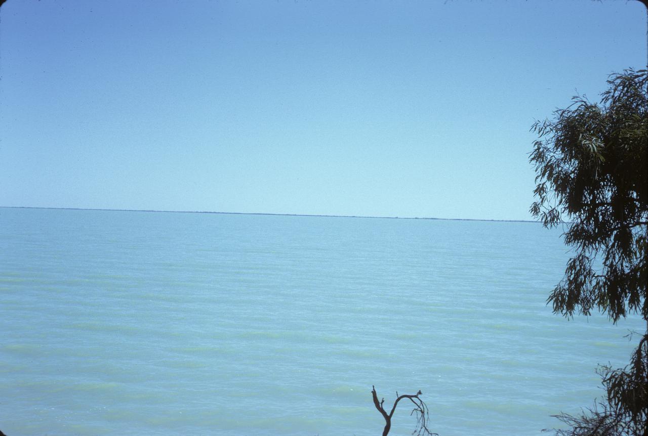 Lake expanse of water to distant horizon