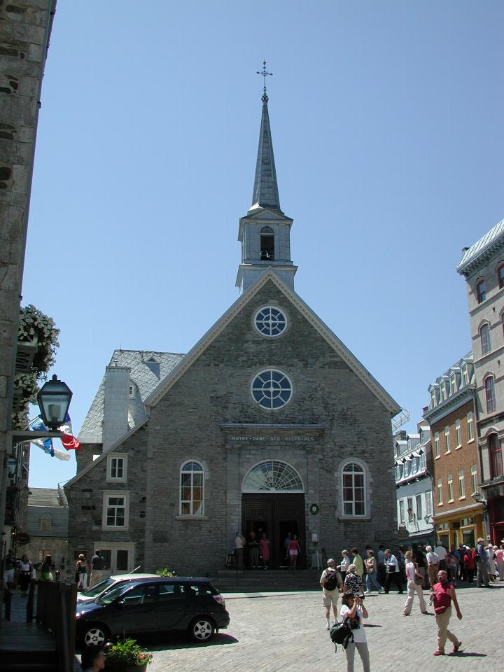 Église Notre Dame des Victoires church in Place Royale, lower town, Old Quebec. Oldest stone church in North America