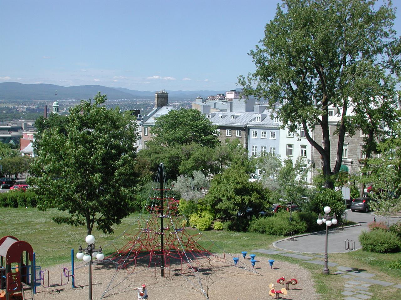 Overlooking old Quebec towards Laurentian Mountains