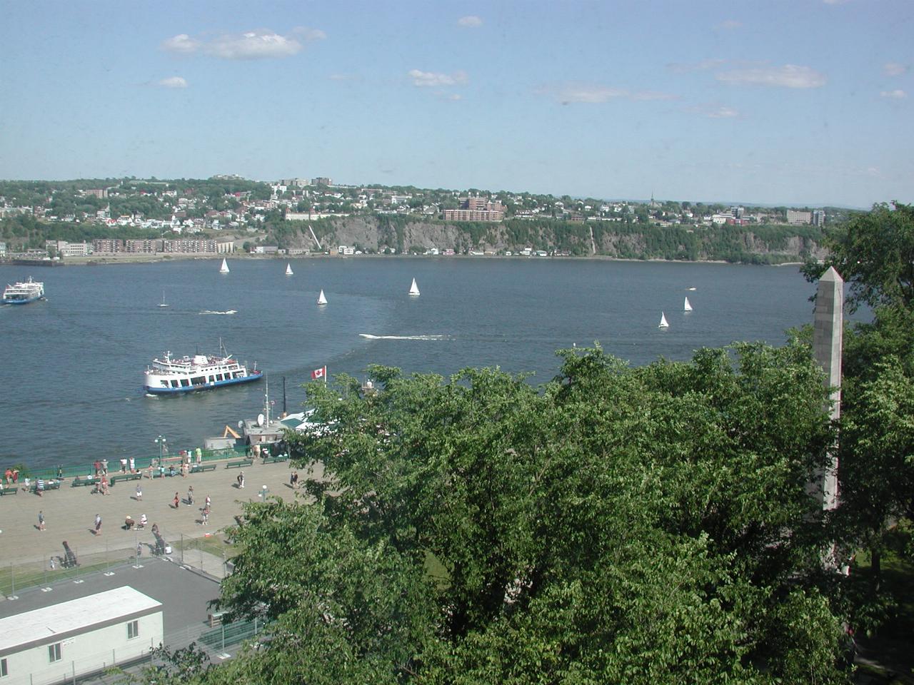 View of St. Lawrence River (and ferries crossing it) from my room at Chateau Frontenac