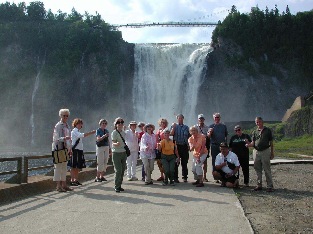 Celebrating July 4th at Montmorency Falls - note sparklers