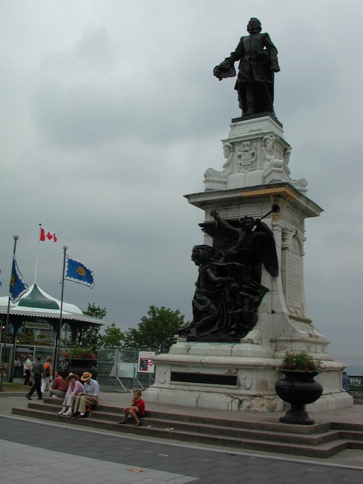 Statue of de Champlain at top of Funicular, adjacent to Chateau Frontenac