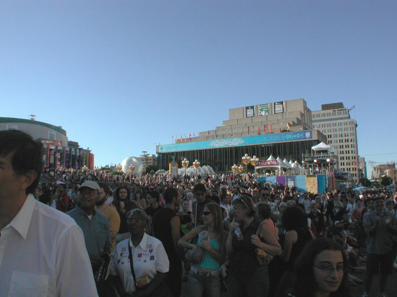 Crowd watching main stage of Montreal Jazz Festival