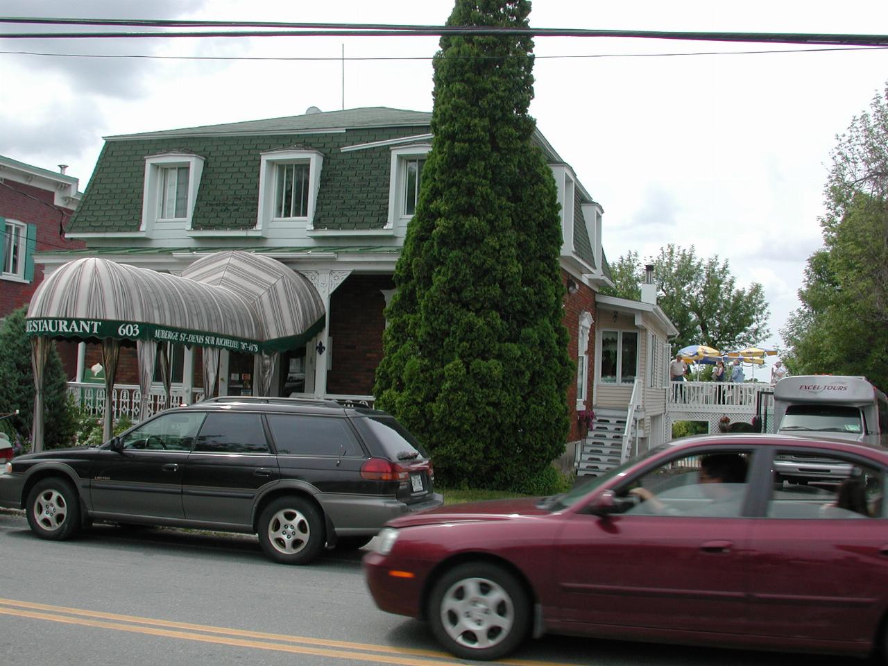 Auberge St. Denis, showing terrace where we had lunch