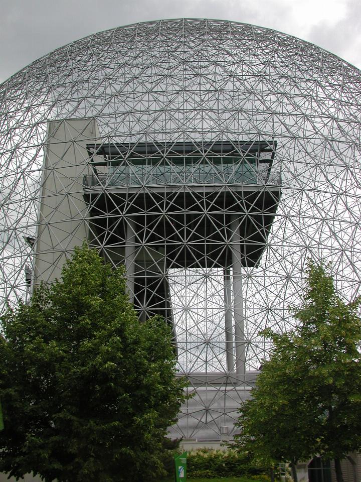 Buckminster Fuller's Geodesic dome was the US Pavillion at Expo 67.  Originally fabric covered, but that was destroyed by fire