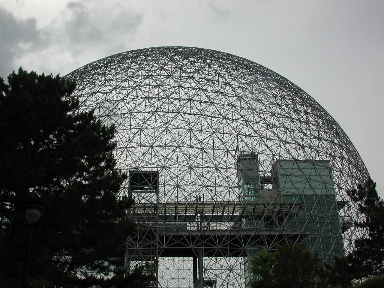 Buckminster Fuller's Geodesic dome was the US Pavillion at Expo 67.  Originally fabric covered, but that was destroyed by fire