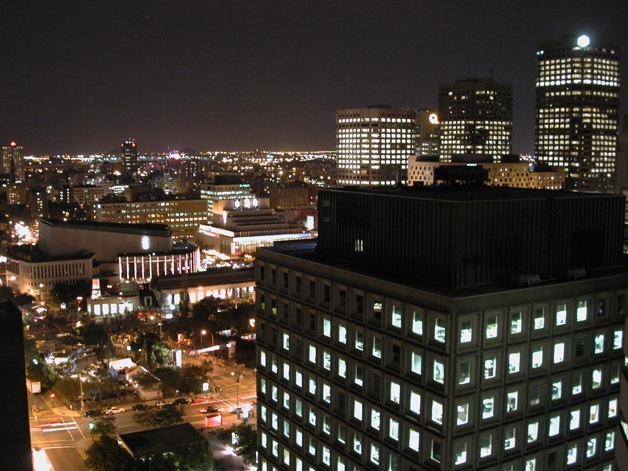 View from my hotel room (21st floor) of Montreal and Place des Arts