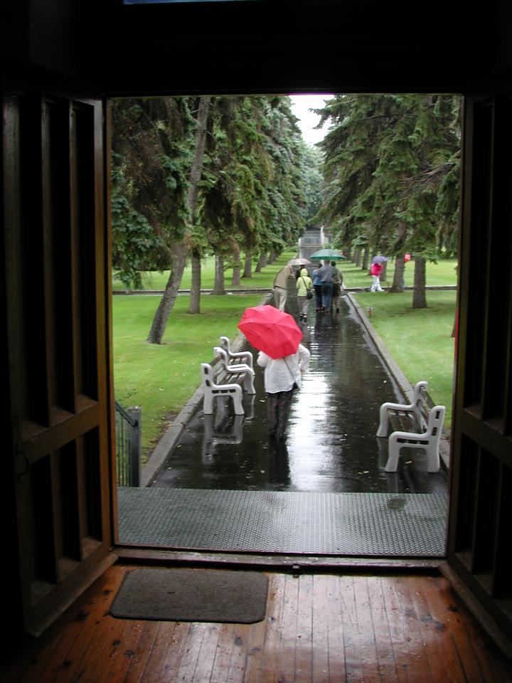 KPLU Tour leaving chapel of grounds of Hotel-Dieu de Montreal