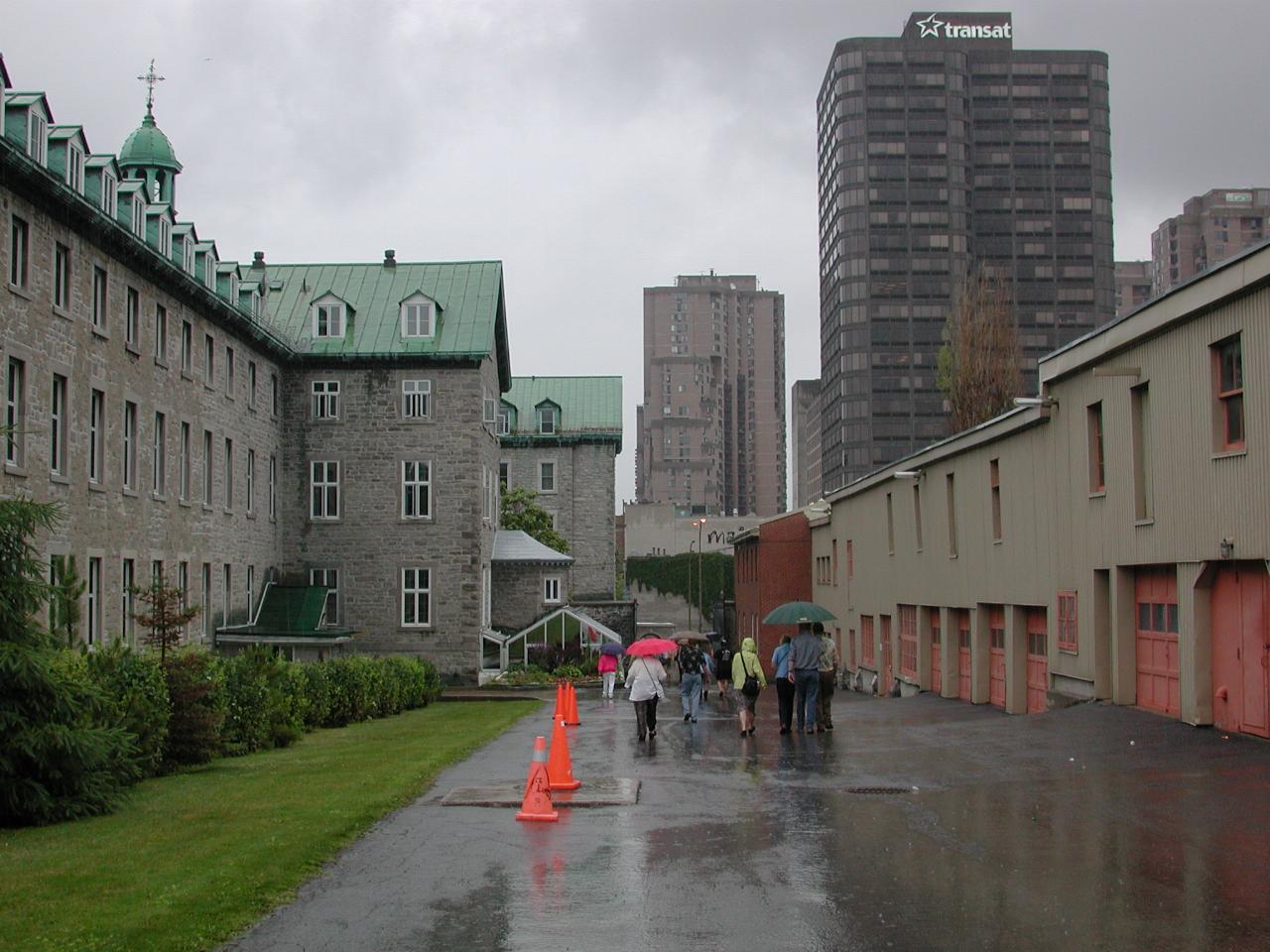 KPLU group leaving private nun's entrance to Hotel-Dieu de Montreal