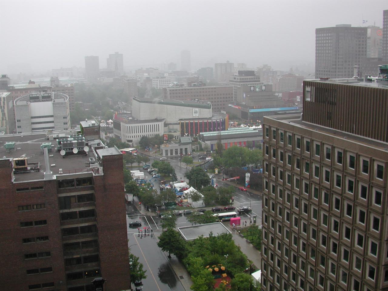 A wet day, not great for outdoor portion of the Jazz Festival around Place des Arts