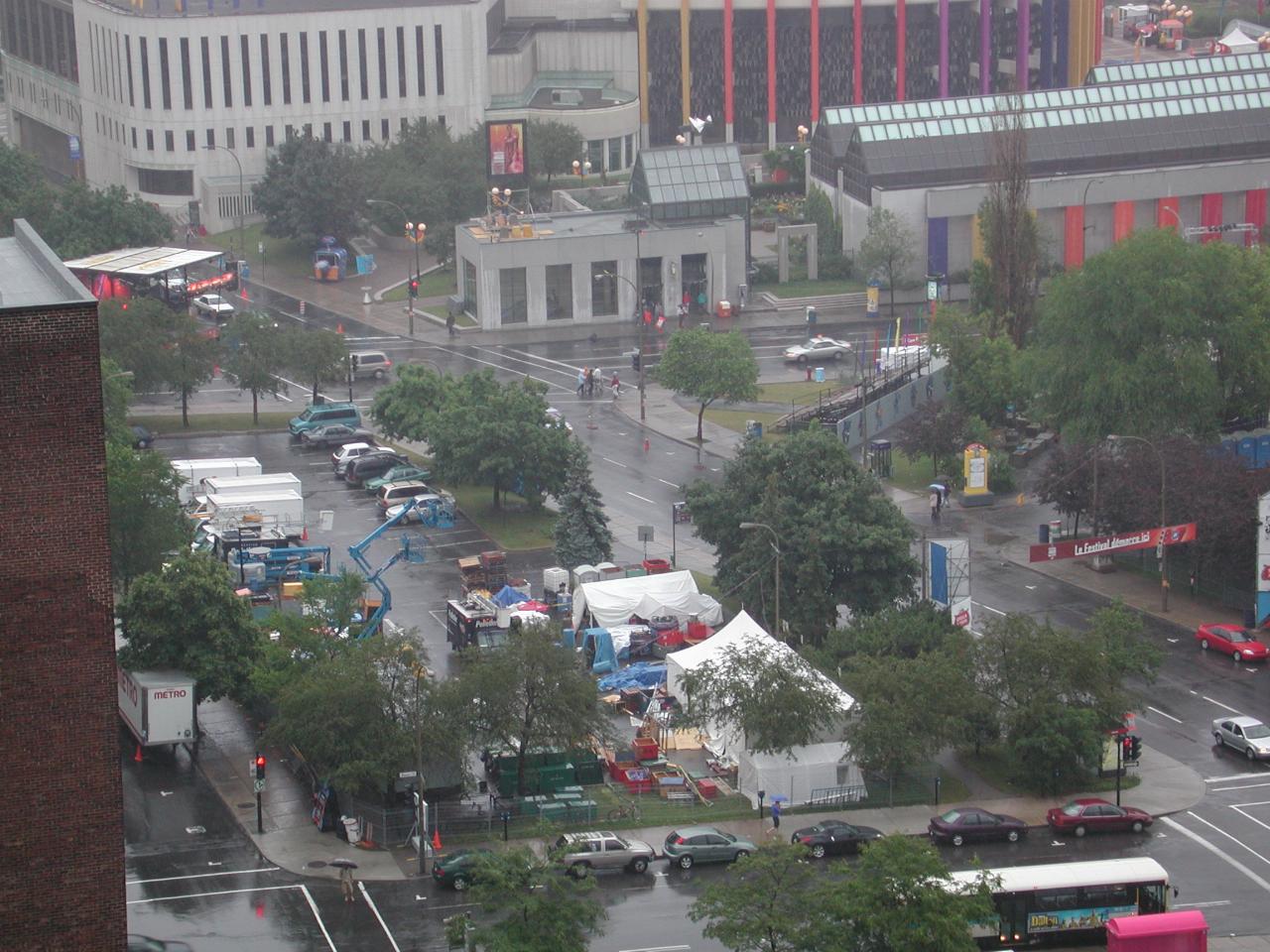 A wet day, not great for outdoor portion of the Jazz Festival around Place des Arts