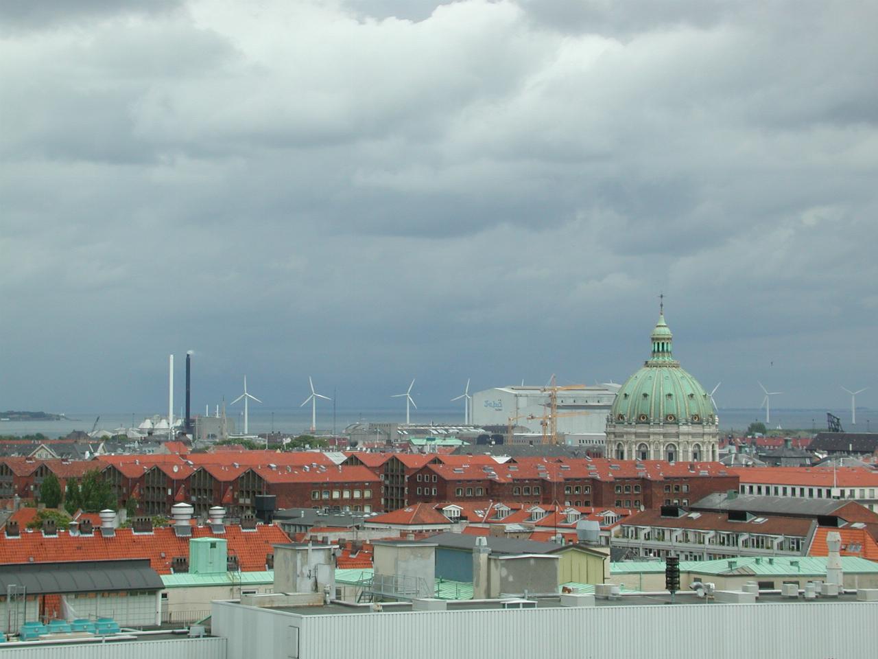 KPLU Viking Jazz: View from top of Rundetårn, looking towards power generating windmills and the dome of Marmorkirken