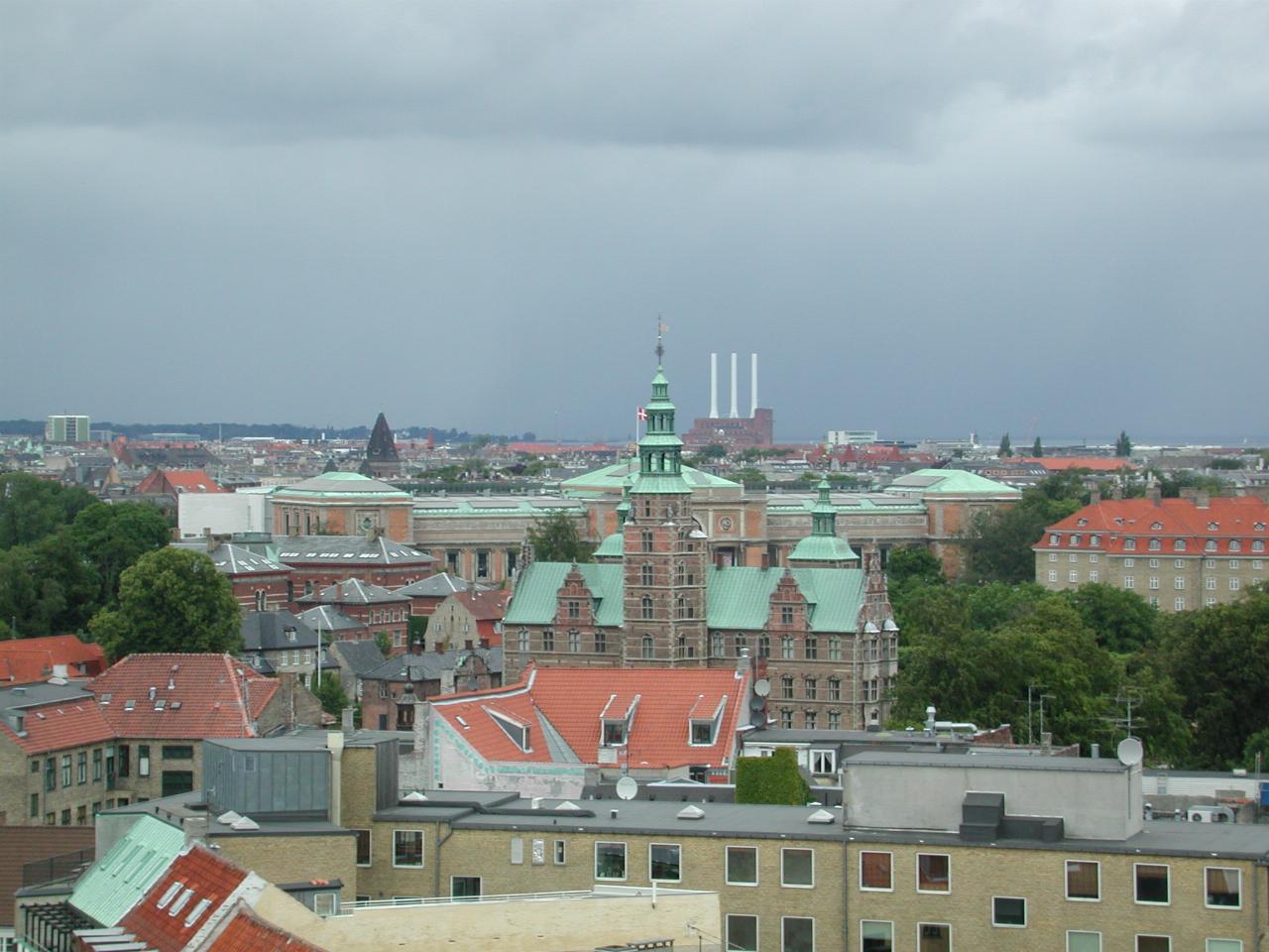 KPLU Viking Jazz: View from top of Rundetårn, showing Rosenborg Slot (nearby tower)