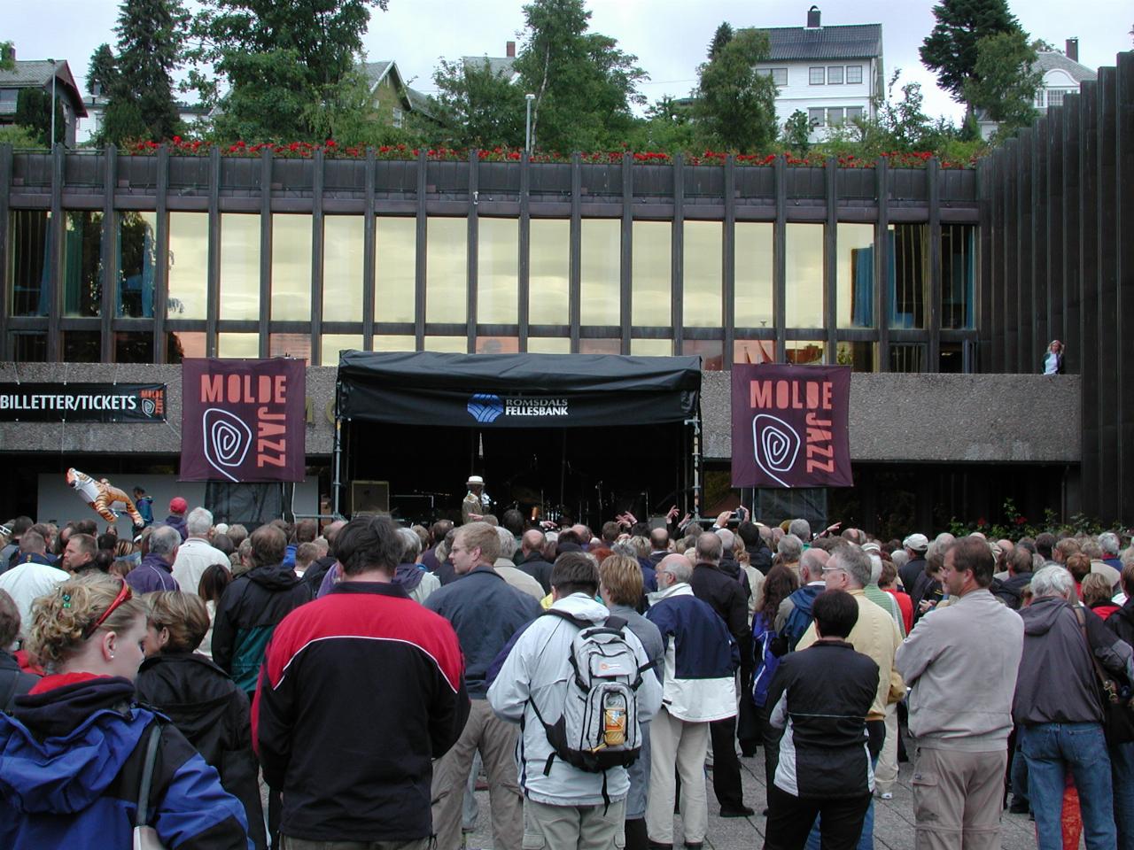 KPLU Viking Jazz: The marching band stops at the free stage in front of the Town Hall