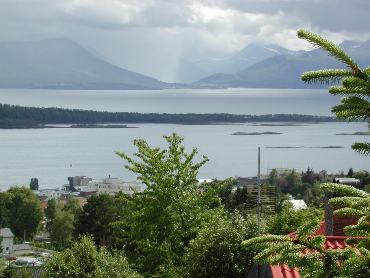 KPLU Viking Jazz: Looking over Molde to the fjord and its islands and distant rain